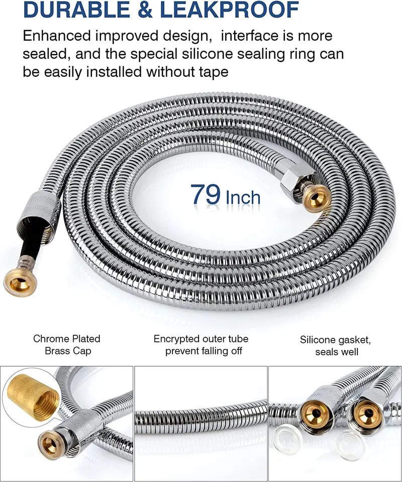 Stainless Steel Shower Hose with Holder (5 ft or 6.5 ft)