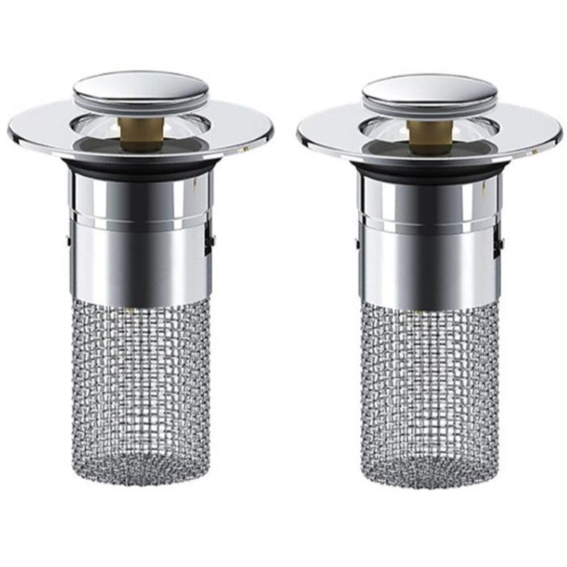 Pop-Up Sink Stopper with Hair Catcher Basket, 2-Pack, Stainless Steel