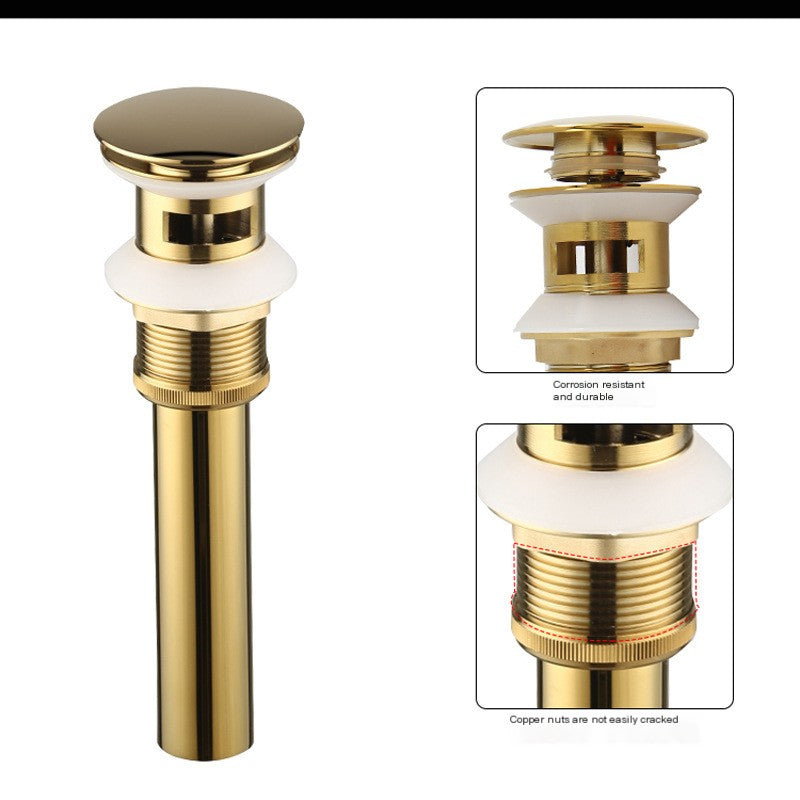 Pop-Up Sink Drain — Black, Rose Gold, White, Chrome or Gun Gray, With or Without Overflow