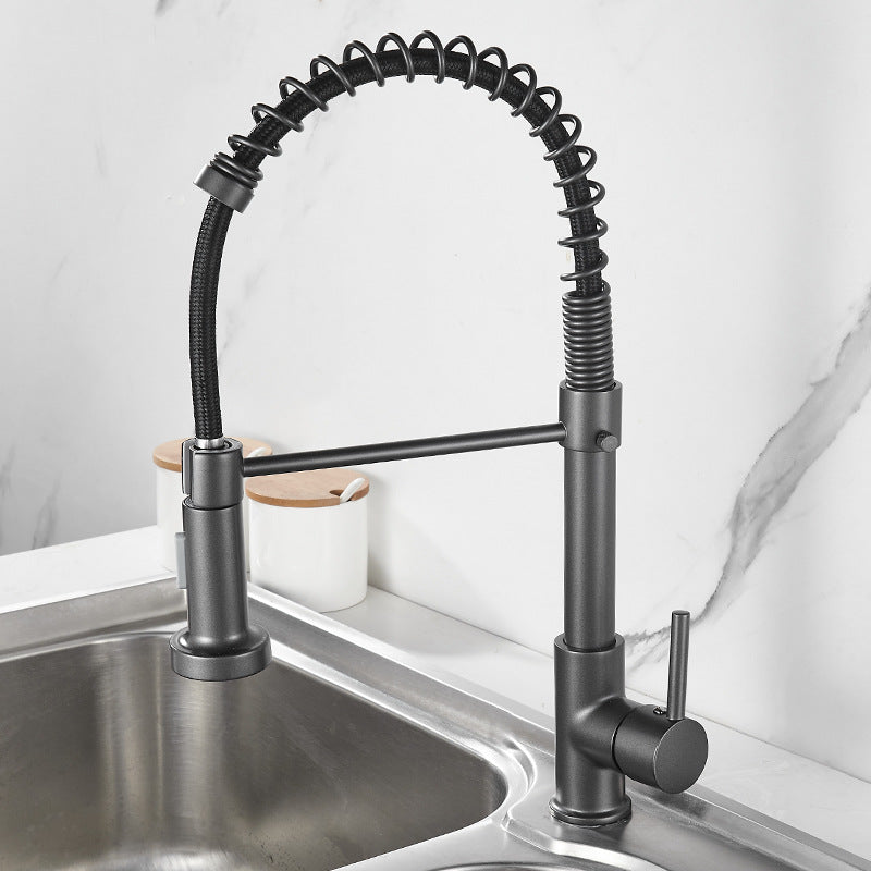 Pull-Down Kitchen Faucet, Brass with Spring Spout