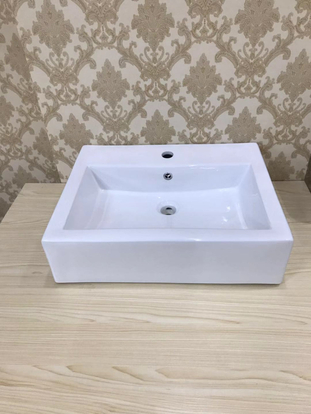 Square Ceramic Vessel Basin — Above-Counter Bathroom Sink