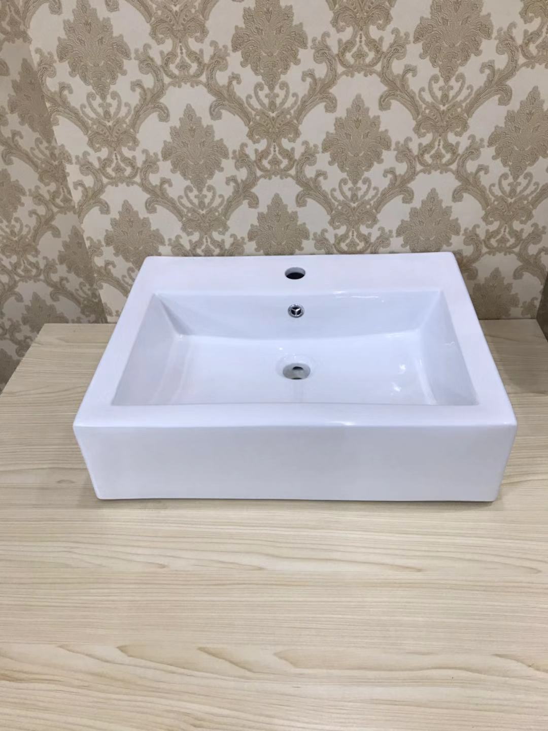 Square Ceramic Vessel Basin — Above-Counter Bathroom Sink