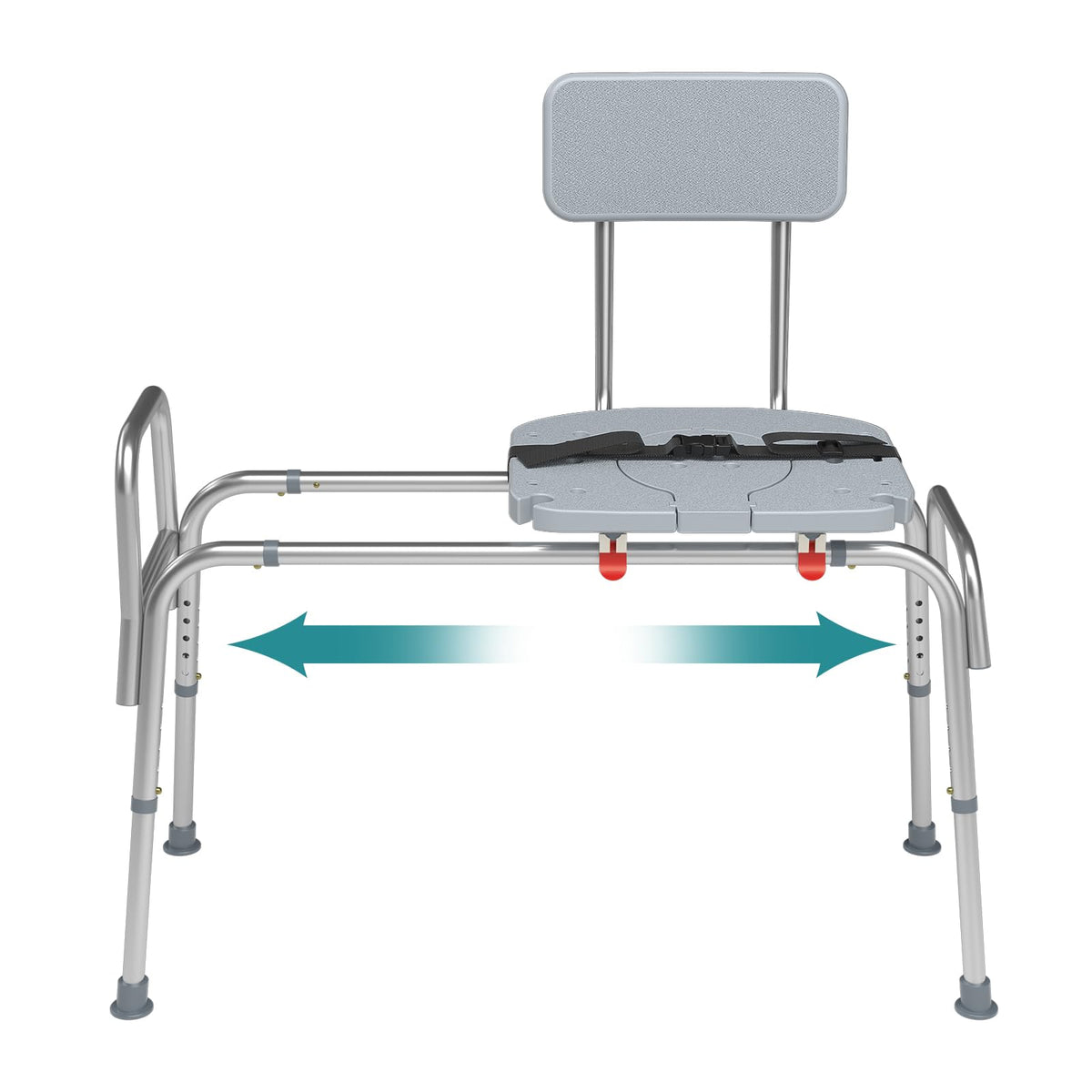 Tub Transfer Bench with Sliding Seat — Adjustable Height, Safety Belt, 400 Lb Capacity