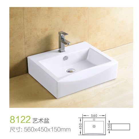 Square Ceramic Vessel Basin — Above-Counter Bathroom Sink