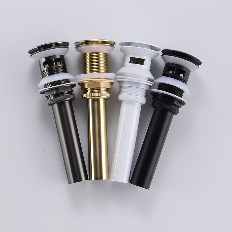 Pop-Up Sink Drain — Black, Rose Gold, White, Chrome or Gun Gray, With or Without Overflow