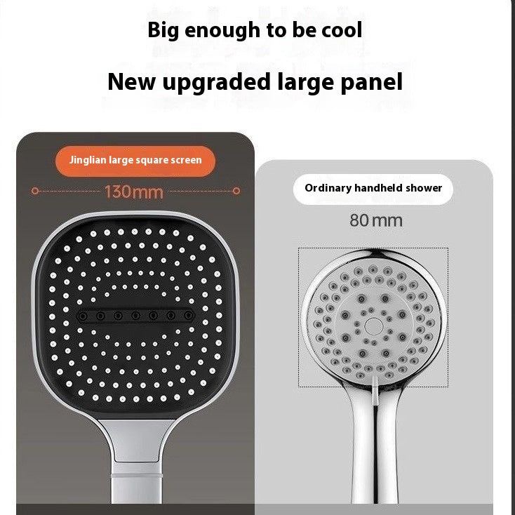Square Handheld Shower Head, High Pressure — Black, Gray and Silver