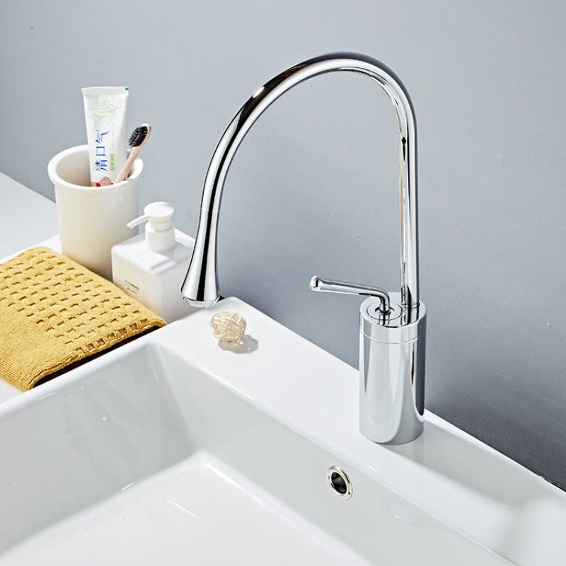 Basin Faucet, Black with High-Arc Spout