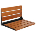 Folding Teak Shower Seat, 18 Inch — Wall Mounted with Stainless Steel Frame