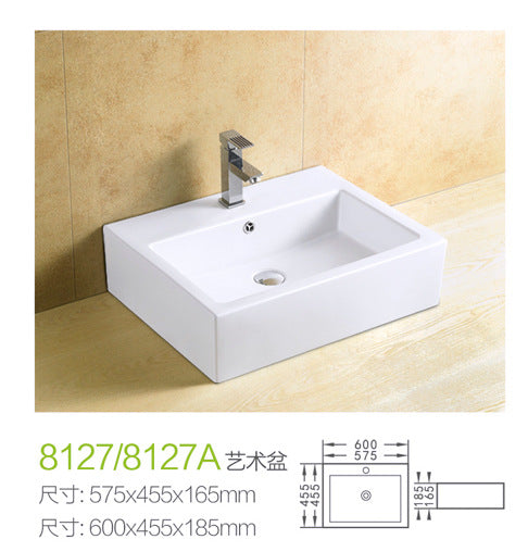 Square Ceramic Vessel Basin — Above-Counter Bathroom Sink