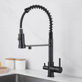 3-in-1 Kitchen Faucet, Hot, Cold and Filtered Water, Black, Chrome or Metal Gray