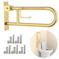 Flip-Up Toilet Grab Bar, 22.4 Inch with Paper Holder, Brushed Gold