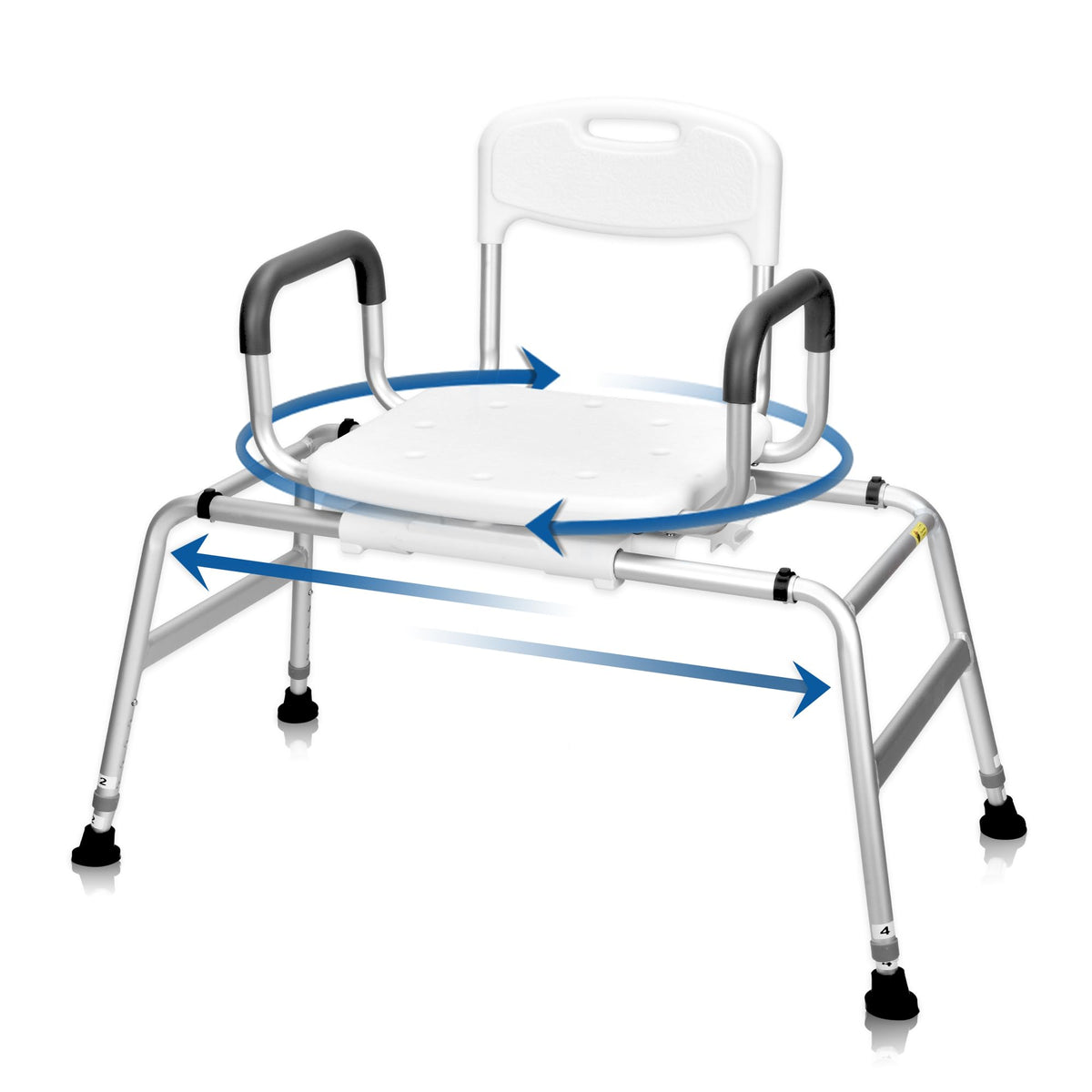 Tub Transfer Bench with 360 Degree Swivel Seat — Adjustable Height, 350 Lb Capacity