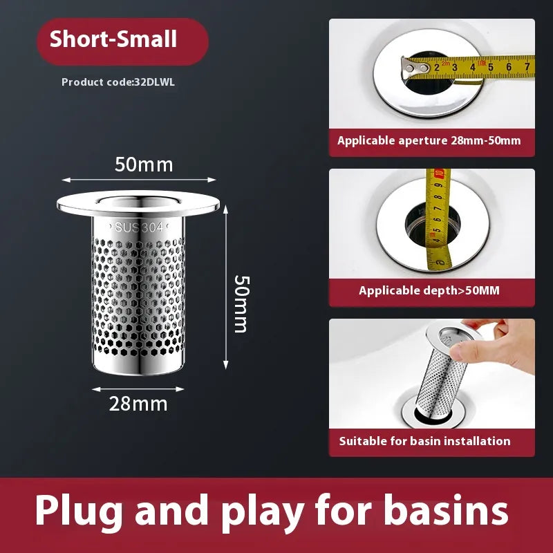 Universal Sink Drain Plug with Strainer — Bounce Pop-Up Core
