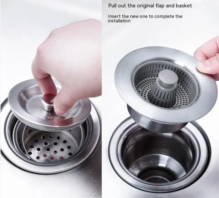 Snap-In Sink Strainer, Stainless Steel with Basket