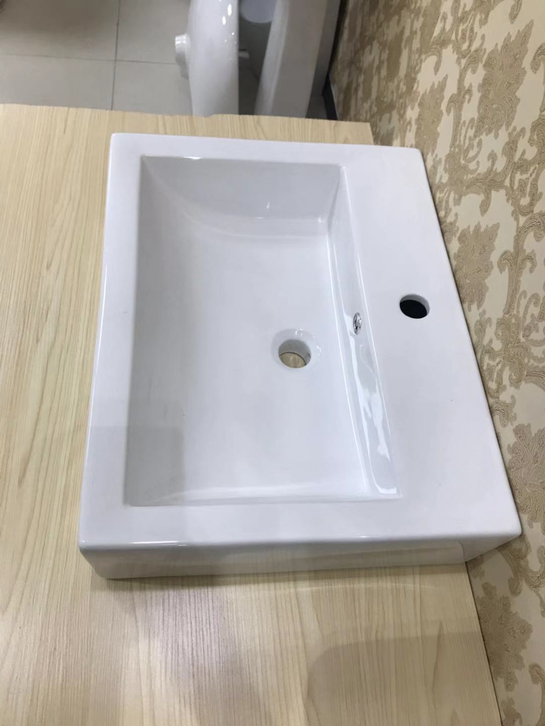 Square Ceramic Vessel Basin — Above-Counter Bathroom Sink