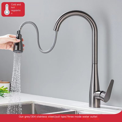 304 Stainless Steel Kitchen Touch Faucet with Pull-Down Sprayer