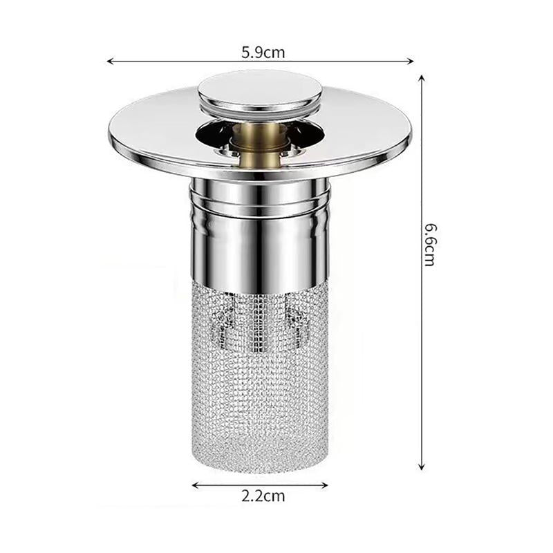 Pop-Up Sink Stopper with Hair Catcher Basket, 2-Pack, Stainless Steel