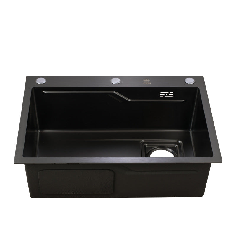 Single-Bowl Kitchen Sink, Stainless Steel with Black Finish