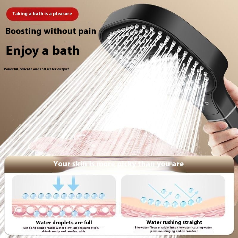 Square Handheld Shower Head, High Pressure — Black, Gray and Silver
