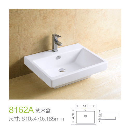 Square Ceramic Vessel Basin — Above-Counter Bathroom Sink
