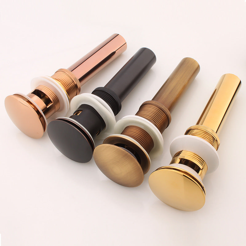 Pop-Up Sink Drain — Black, Rose Gold, White, Chrome or Gun Gray, With or Without Overflow