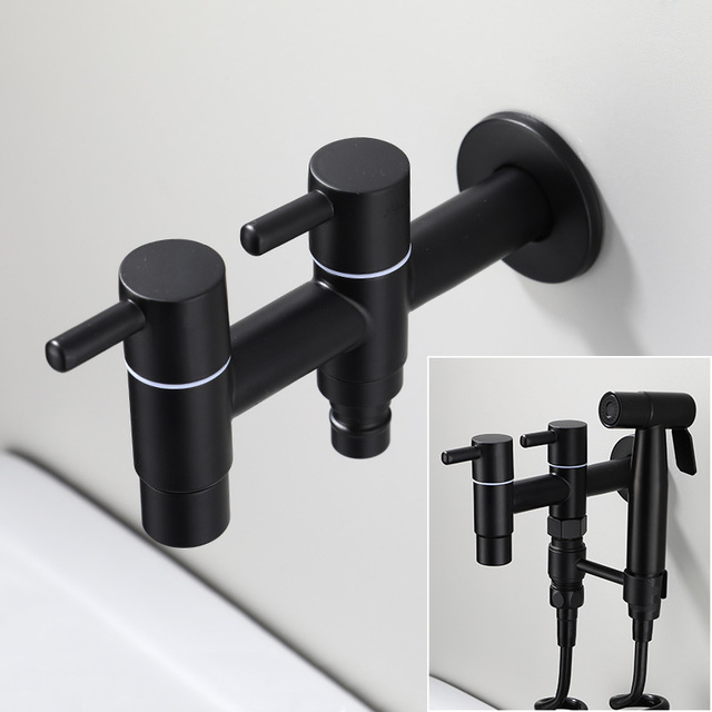 Washing Machine Faucet, Black — Extended 304 Stainless Steel