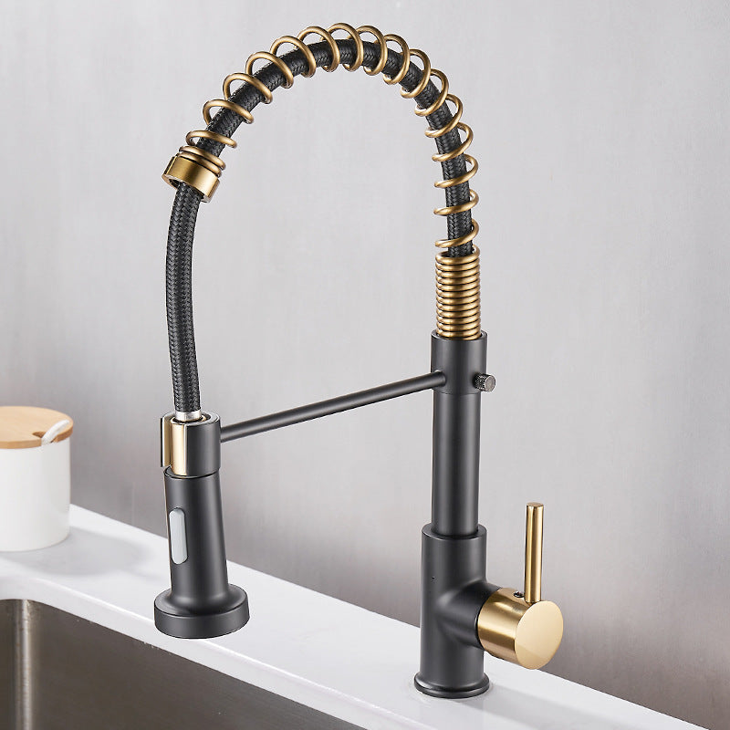 Pull-Down Kitchen Faucet, Brass with Spring Spout