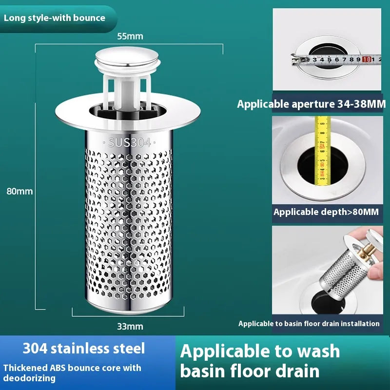 Universal Sink Drain Plug with Strainer — Bounce Pop-Up Core