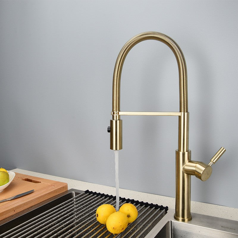 Copper Kitchen Faucet with Pull-Out Sprayer, Traditional Style