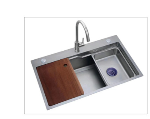 Single-Bowl Kitchen Sink, Stainless Steel with Black Finish