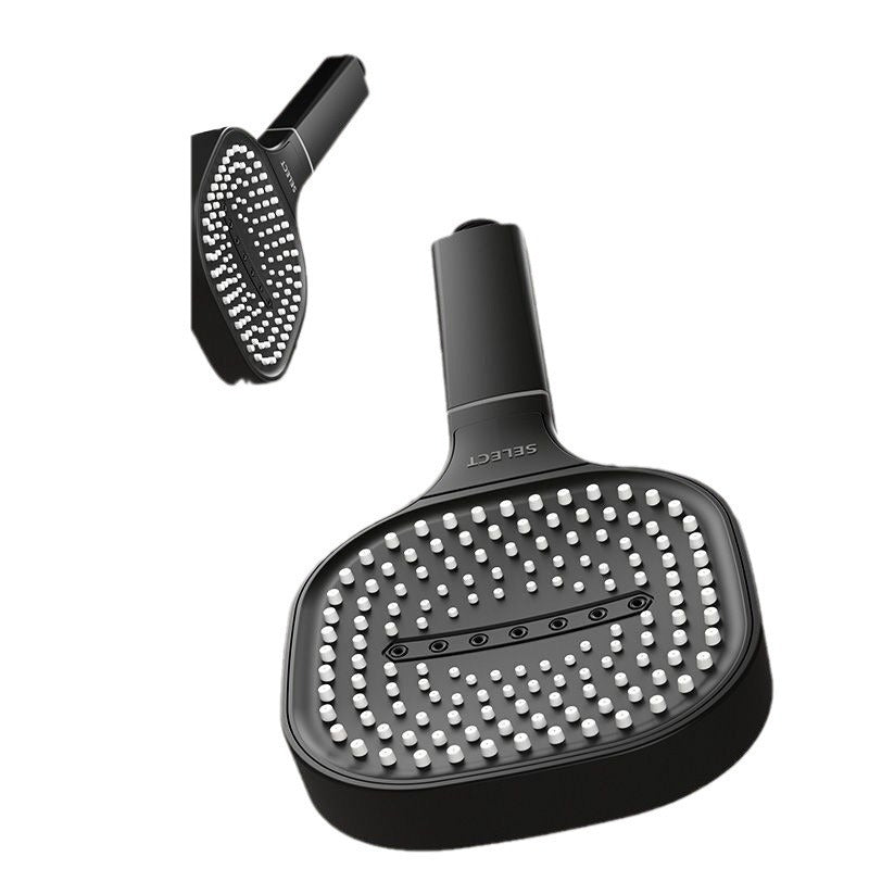 Square Handheld Shower Head, High Pressure — Black, Gray and Silver