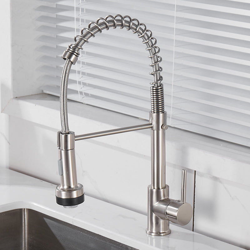 Pull-Down Kitchen Faucet, Brass with Spring Spout