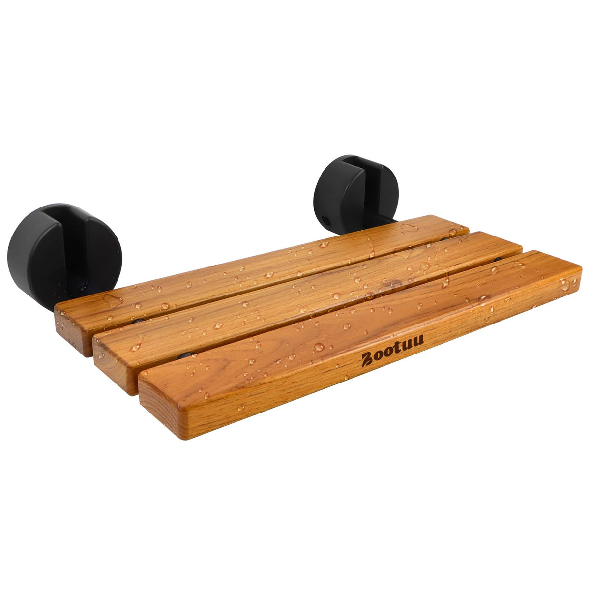 Folding Teak Shower Seat, 20 Inch — Wall Mounted, 400 Lb Capacity