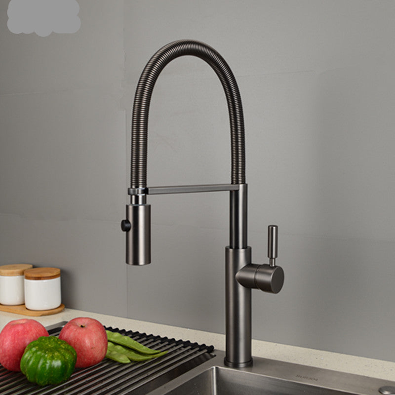 Copper Kitchen Faucet with Pull-Out Sprayer, Traditional Style
