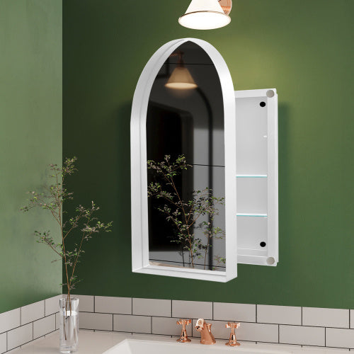 Recessed Medicine Cabinet with Mirror, 24 X 36 Inch — White Metal Frame, Adjustable Shelves
