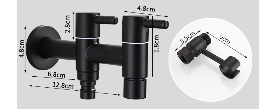 Washing Machine Faucet, Black — Extended 304 Stainless Steel