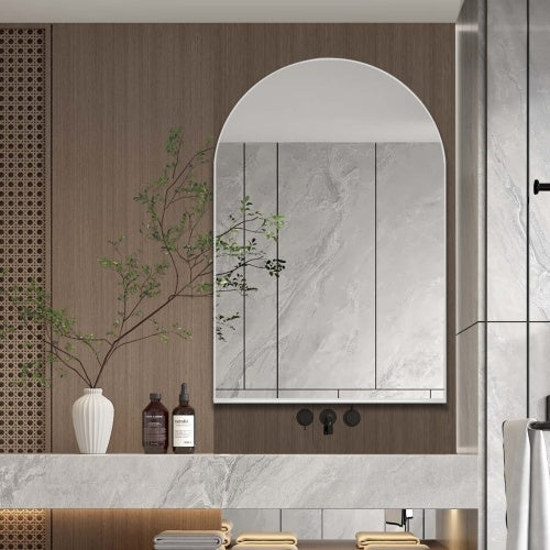 Recessed Medicine Cabinet with Mirror, 24 X 36 Inch — White Metal Frame, Adjustable Shelves