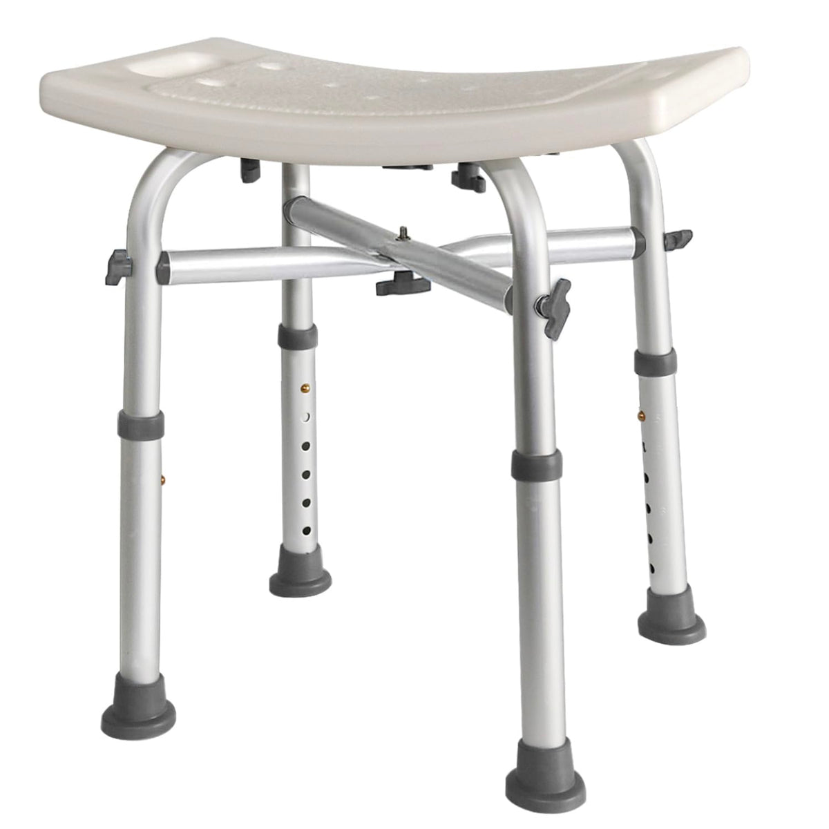 Shower Stool with Adjustable Height — Aluminum, 5 Settings, 300 Lb Capacity