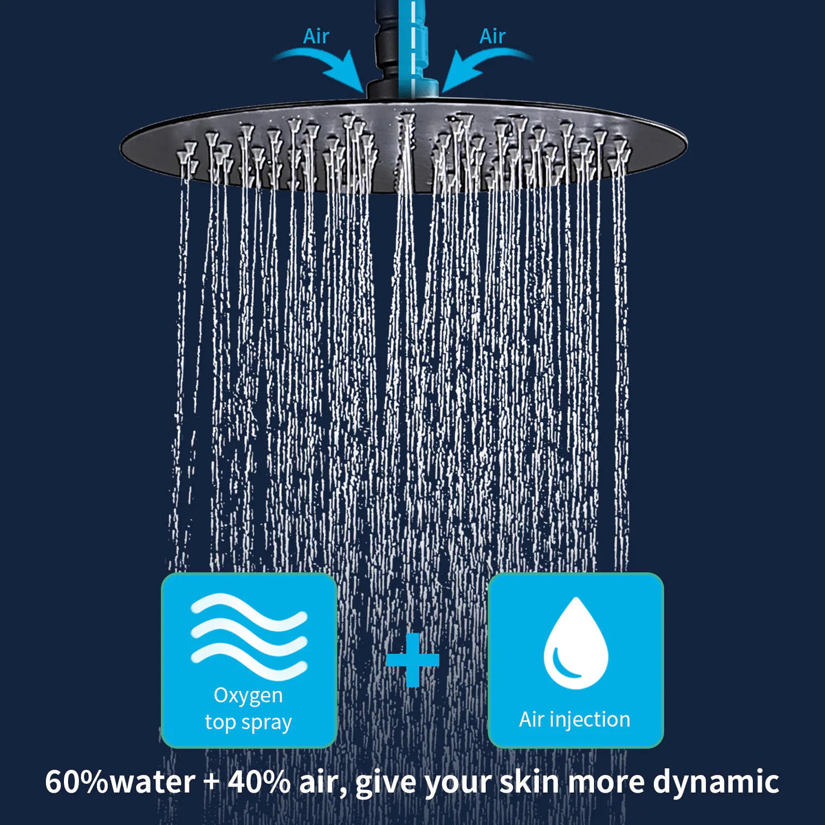 Shower System Combo Set, Matte Black — 10 Inch Rain Head, Handheld and Brass Valve