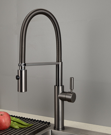 Copper Kitchen Faucet with Pull-Out Sprayer, Traditional Style