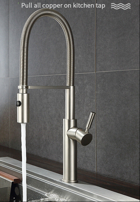 Copper Kitchen Faucet with Pull-Out Sprayer, Traditional Style