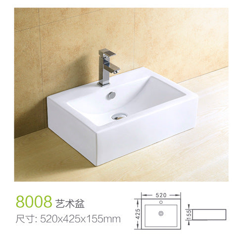 Square Ceramic Vessel Basin — Above-Counter Bathroom Sink