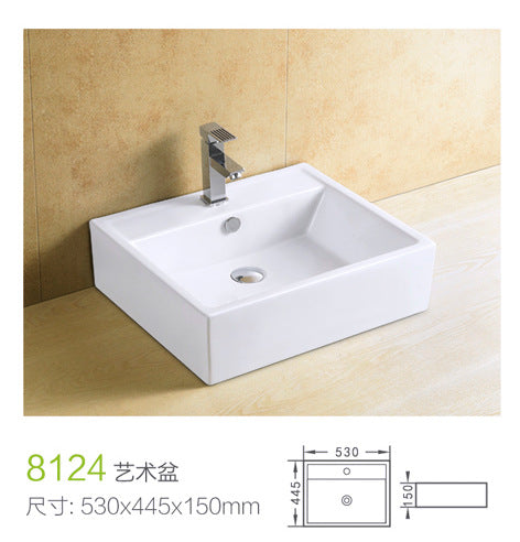 Square Ceramic Vessel Basin — Above-Counter Bathroom Sink