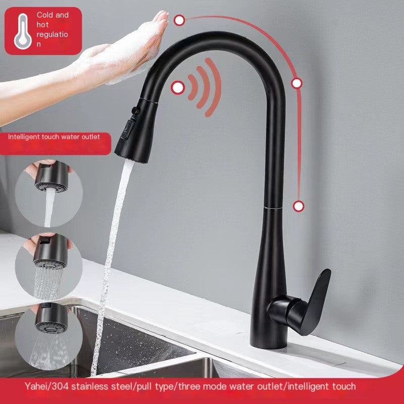 304 Stainless Steel Kitchen Touch Faucet with Pull-Down Sprayer