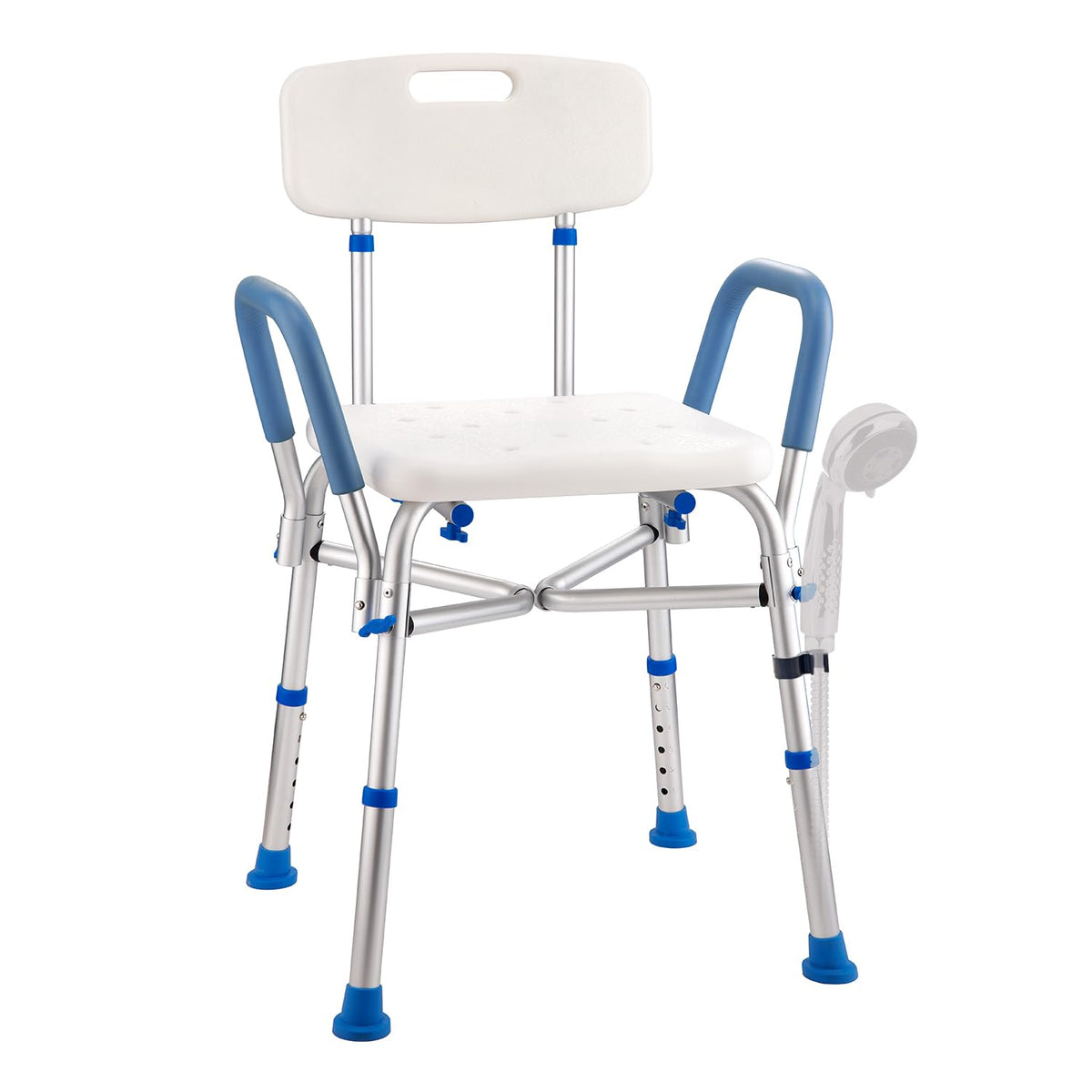 Shower Chair with Padded Arms and Back — Adjustable Height, 450 Lb Capacity