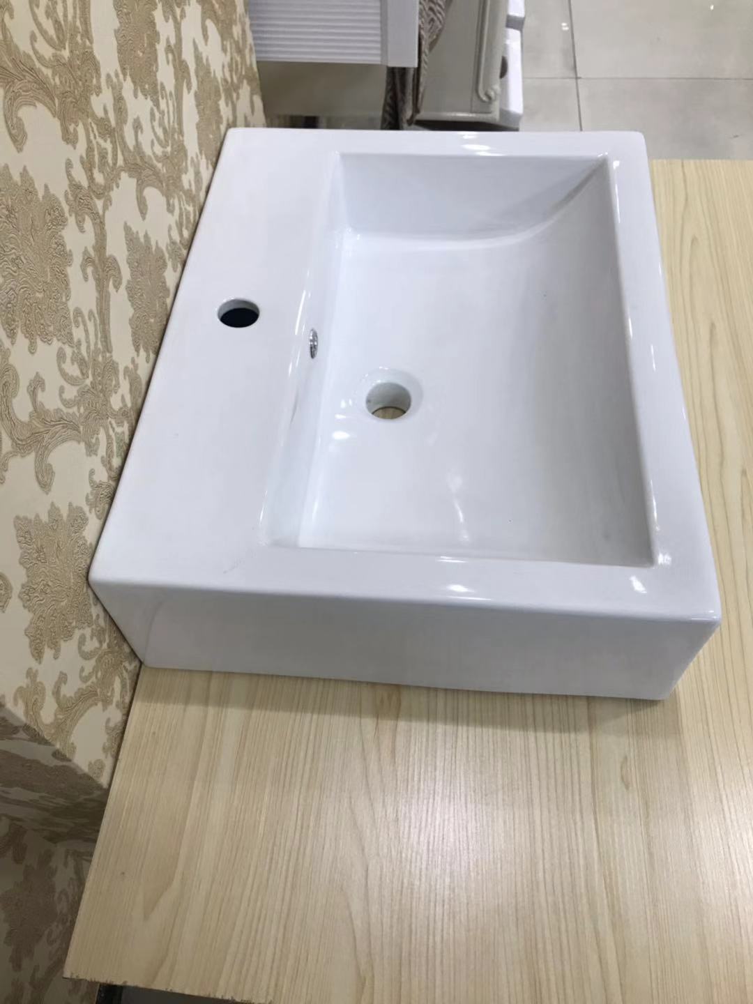 Square Ceramic Vessel Basin — Above-Counter Bathroom Sink